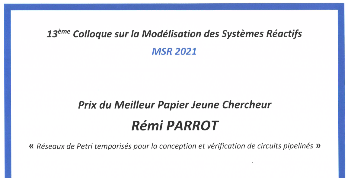 Rémi Parrot, PhD student at Centrale Nantes, has received the Best Young Researcher Paper Award at the MSR 2021 conference